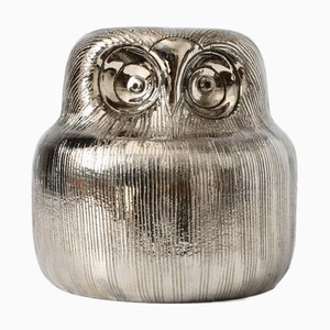 Silver Ceramic Owl by Aldo Londi for Bitossi, 1970s