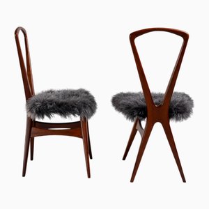 Set of Italian Occasional Chairs in Wood and Fabric by Gianni Vigorelli, 1950s