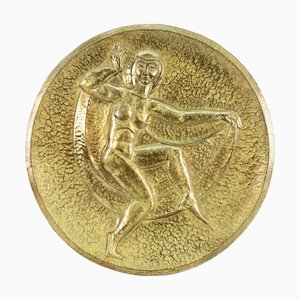 Brass Wall Relief by Zoltán Rec, 1920s