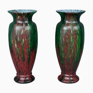 Mid 20th Century Glass Paste Vases, Set of 2