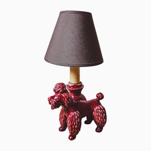 Mid-Century Burgundy Poodle Table Lamp, 1950s