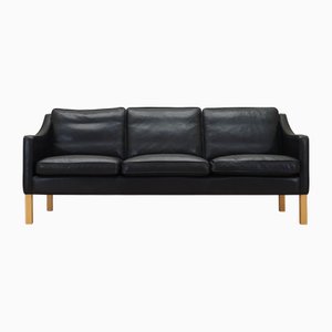 Vintage Danish Sofa in Black Leather from Hurup Møbelfabrik, 1970s