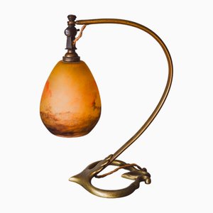Vintage Brass Table Lamp from Verrerie Dart Degué, 1920s