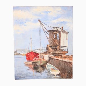 A. Vismara, Port of Las Palmas, 1960s, Oil on Board