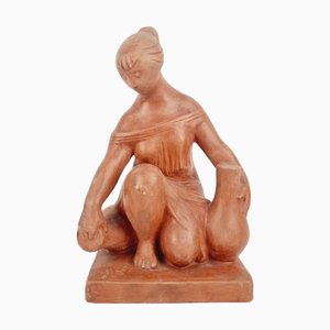 Terracotta Statue by Béla Kucs, 1970s