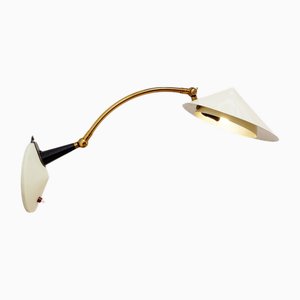 Wall Lamp in Cream White Lacquer with Brass Details from Stilux Milano, 1960s