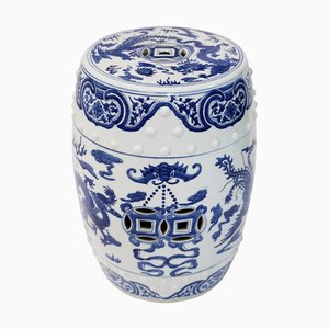 Handgefertigter chinesischer Vintage Gartenhocker aus Keramik, 1970er