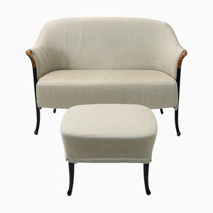Loveseat with Pouf by Umberto Asnago, 1980s, Set of 2