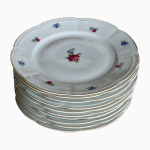 Vintage Porcelain Flat Plates, 1960s, Set of 10