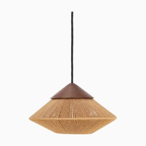 Hängelampe aus Sisal & Teak von Ib Fabiansen für Fog & Mørup, 1960er