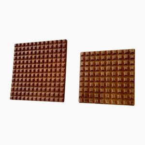 Midcentury Modern Geometric Teak Trivets by Skjode Skjern, 1960s, Set of 2