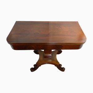 Table de Jeux Antique en Palissandre avec Couvercle Rabattable