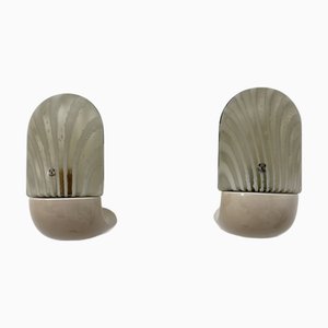 Lampade da parete vintage Zebra in vetro e ceramica di Peill & Putzler, anni '70, set di 2