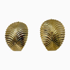 Palm Leaf Wall Lamps, 1970s, Set of 2