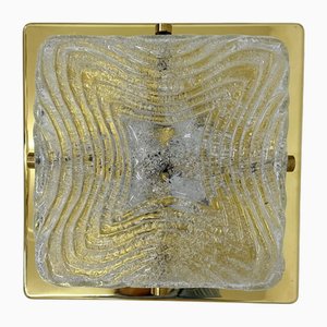 Vintage Flush Mount in Murano Glass and Brass from Hillebrand, 1970s