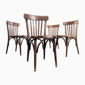 Sillas de comedor Bistro de madera curvada, años 50. Juego de 4
