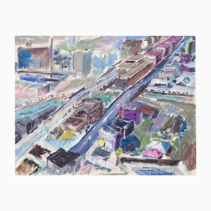 Staffan Freeman, View from Troy Tower Urban Cityscape, 1973, Oil Painting