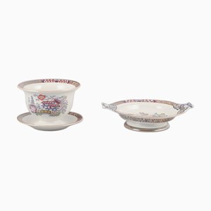 Japan Sauce Bowl on Foot and Centerpiece with Two Handles from Rörstrand, Set of 2
