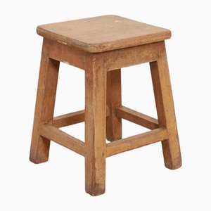 Antique Rustic Square Stool, 1920s