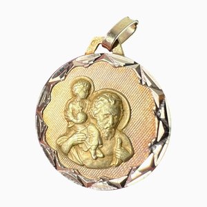 Vintage French St Christopher Pendant in 18 Karat Yellow Gold, 1980s