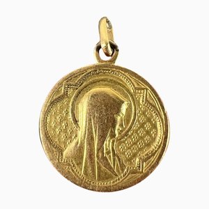 Antique French 18 Karat Yellow Gold Virgin Mary Medal Pendant