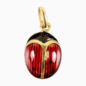 Vintage French Ladybird Lucky Charm Pendant in 18 Karat Yellow Gold and Enamel, 1930s