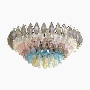 Large Poliedri Murano Glass Ceiling Light, 1990s