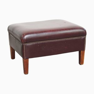 Bordeaux Cowhide Leather Ottoman
