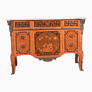 Cómoda Luis XV con incrustaciones de marquetería, década de 1880