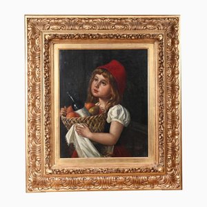 WE Watkins, Girl with Red Hat, Oil Painting