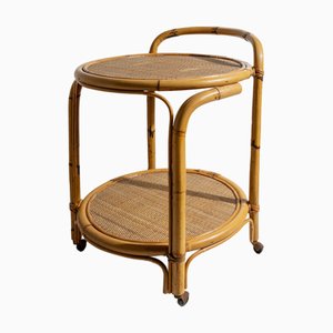 Mid-Century Bamboo Serving Bar Cart by Dal Vera, Italy, 1970s