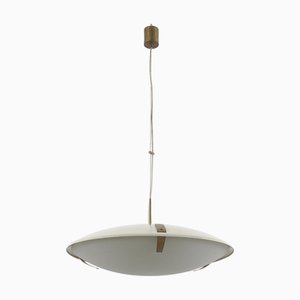 Space Age Model 1140 Pendant Lamp in Brass and Glass attributed to Stilnovo, Italy, 1950s