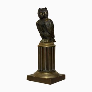 Encrier Hibou en Bronze, 19ème Siècle