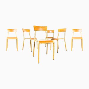 Vintage French Mustard Stella Stacking Dining Chairs, 1950s, Set of 6