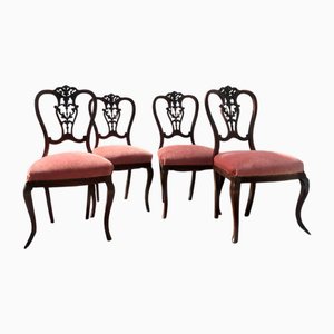 Chippendale Chairs with Velvet Upholstery from Onbekend, Set of 4