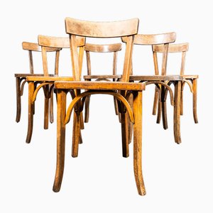 French Single Bar Dining Chairs in Oak, 1950s, Set of 6