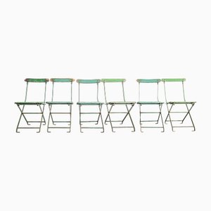Dunkelgrüne Englische Vintage Pavilion Klappstühle, 1950er, 6er Set
