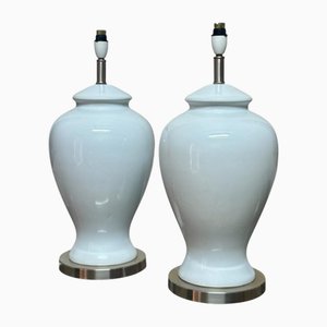 English Glazed Ceramic Lamps, 1960s, Set of 2