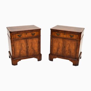 Antique Inlaid Walnut Bedside Cabinets, 1890, Set of 2