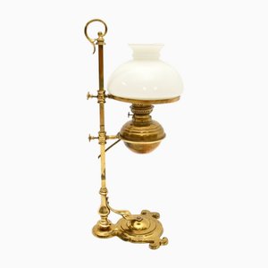 Antike Tischlampe aus Messing & Glas, 1900