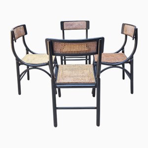 Esszimmerstühle aus Holz & Wiener Stroh von Mario Sabot, 1960er, 4er Set