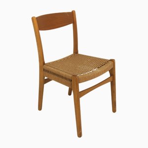 Silla escandinava de teca y cuerda, 1960