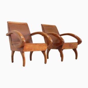 Fauteuils Mid-Century en Bois Courbé, 1960s, Set de 2