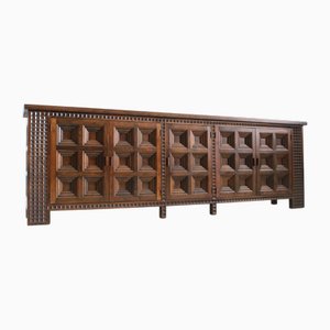 Aparador brutalista español de madera, años 60