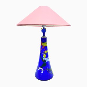 Lámpara de mesa de vidrio pintado de Eisch, años 90