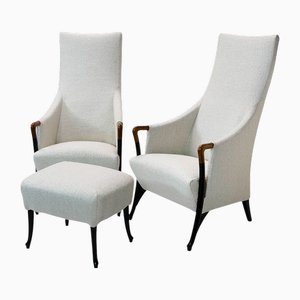 Armchairs and Pouf by Giorgetti Progetti for Umberto Asnago, 1980s, Set of 3