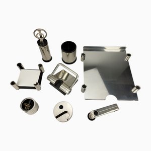 Nickel-Plated Desk Set by Lerche Solingen, 1990s, Set of 10