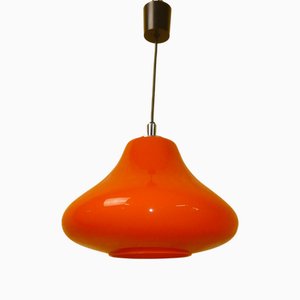 Vintage Pendant Light in Glass Orange from Peill & Putzler