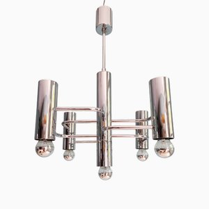Chrome-Plated Metal Chandelier by Gaetano Sciolari for Boulanger, 1970s