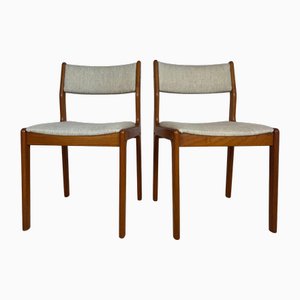 White and Teak Dining Chairs, Denmark, 1960s, Set of 2